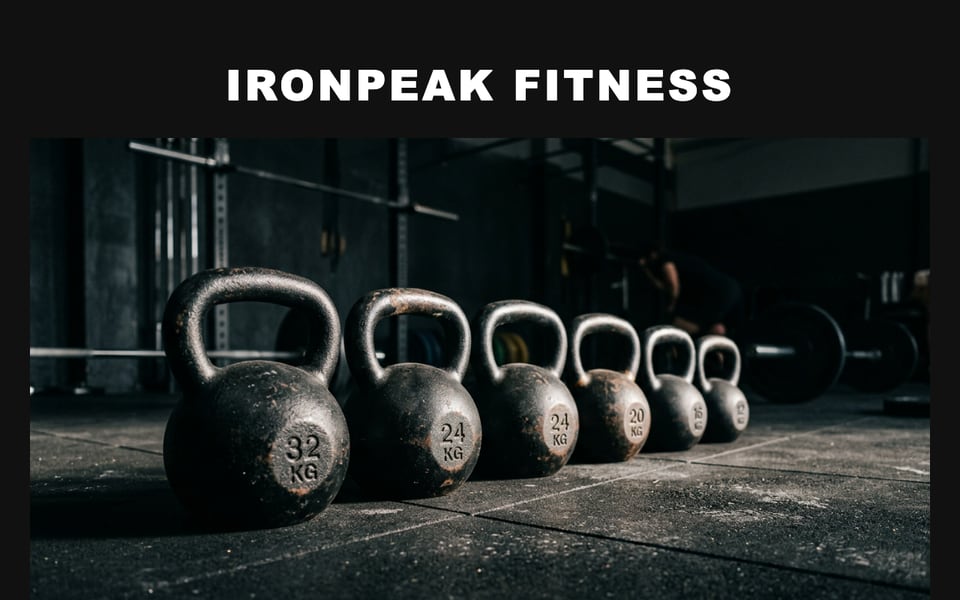 IronPeak Fitness email launching a 30-day kettlebell challenge, with a week-by-week program and a claim-your-spot button