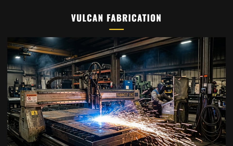 Vulcan Fabrication email introducing the X-Series CNC plasma cutter to distributors, with spec tiles and a pricing request button