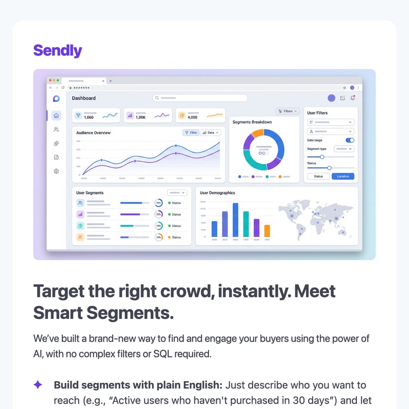 A product announcement email with an AI-generated product visual