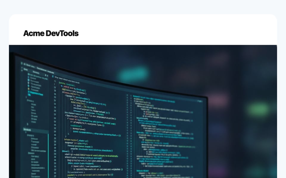 A changelog-style release email for Acme DevTools with a developer workstation hero
